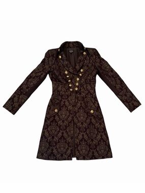 Bebe Jacket Victorian Damask Baroque Military Longline Wool Double Breasted XS